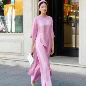 Những kiểu áo dài tay lỡ đẹp đang được ưa chuộng 12 Áo dài cổ tròn tay lỡ