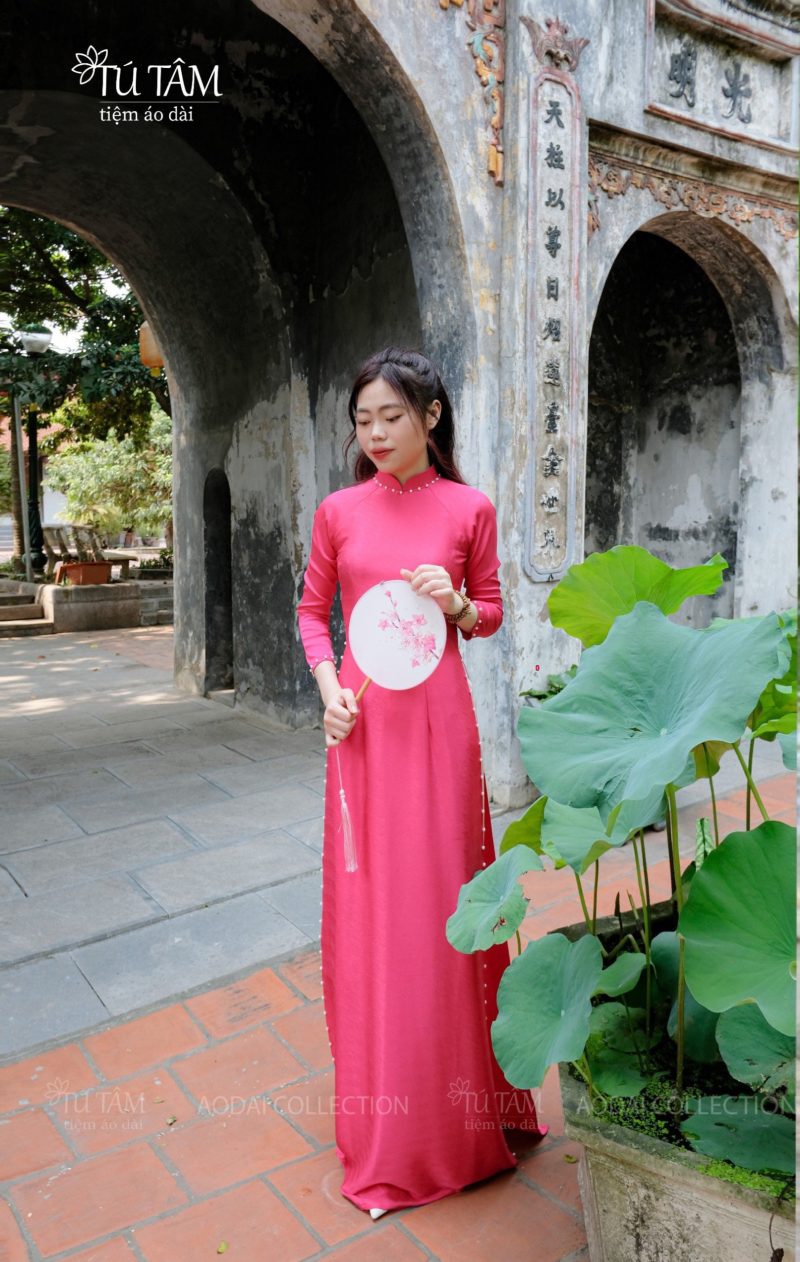 ao dai truyen thong dep mau hong 1